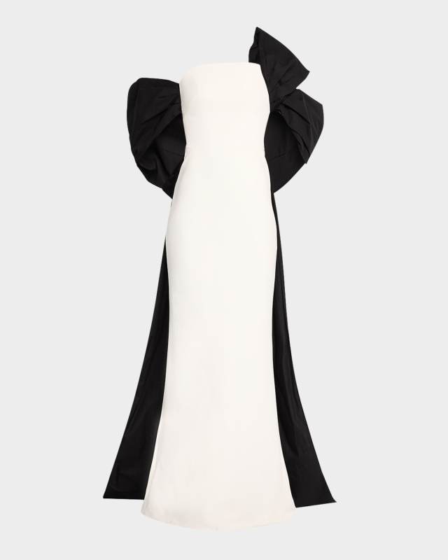 Two-Tone Cape & Bow Gown